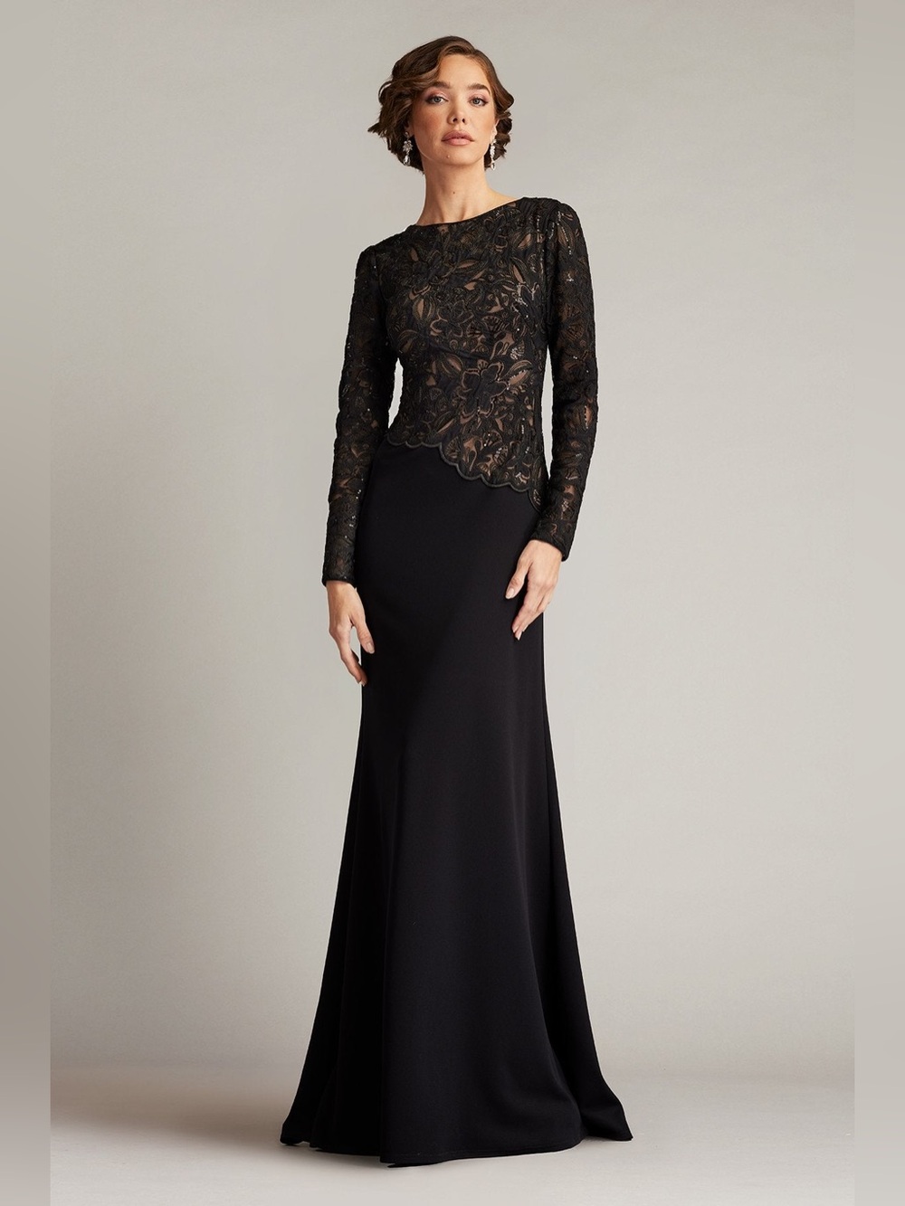 Tadashi Shoji Shika Embroidered Crepe Gown